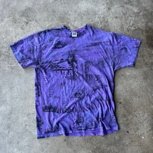 VINTAGE PURPLE HAWAIIAN 90S SHIRT XL SINGLE STITCH AOP
